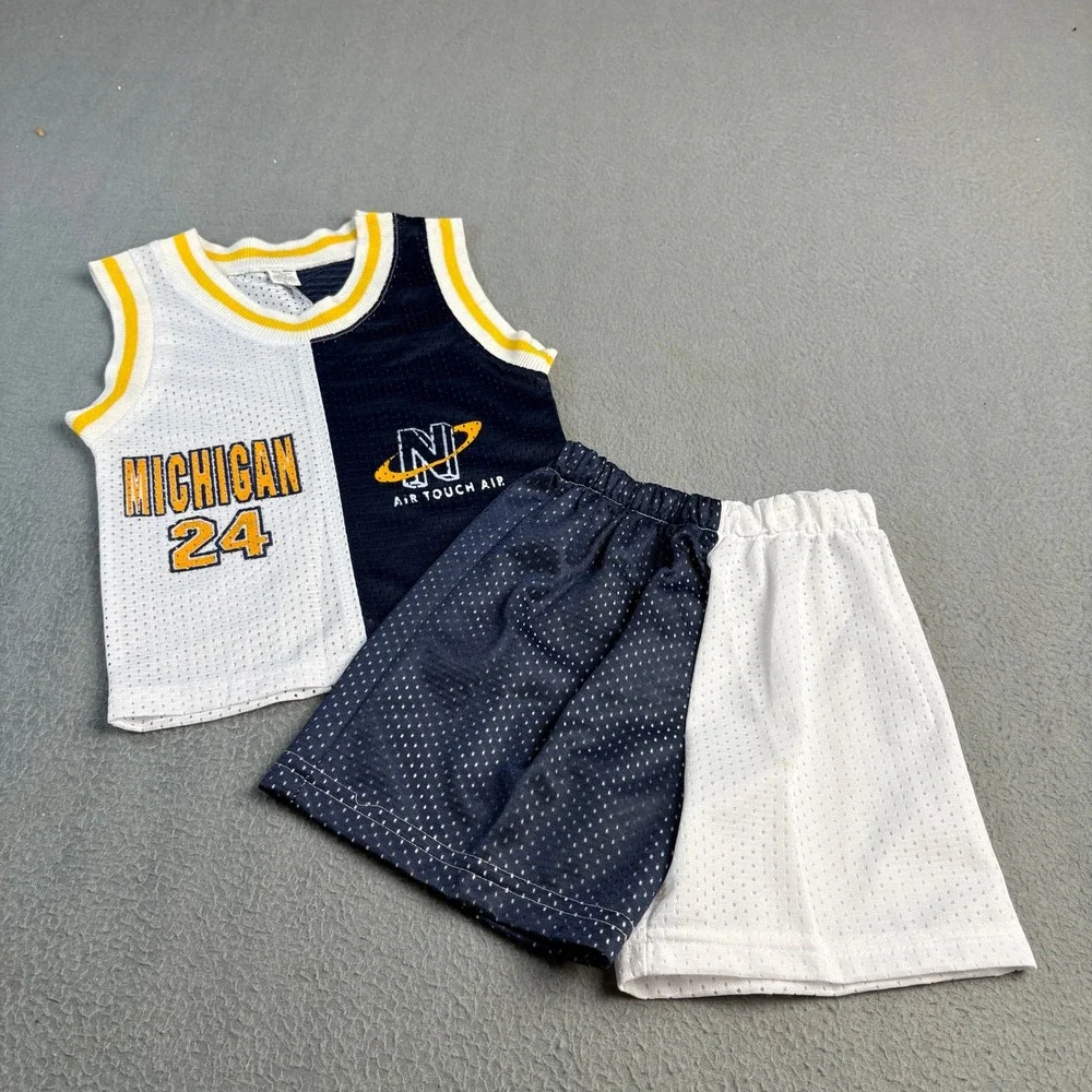 Vintage Air Touch Air Michigan 24 Mesh Basketball Jersey and Shorts Set Kids S